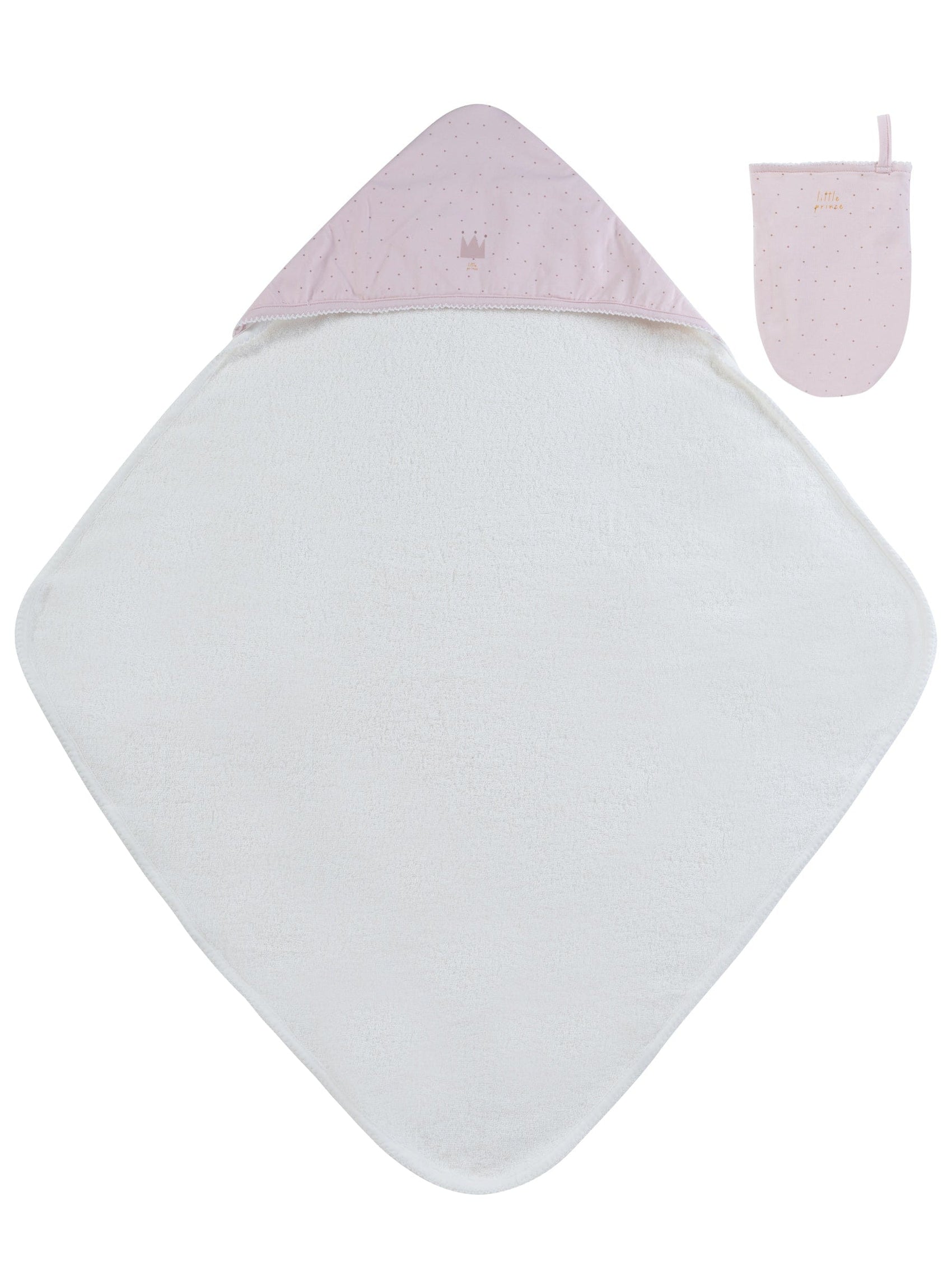 Little Crown Towel + Mitt Set - Pink