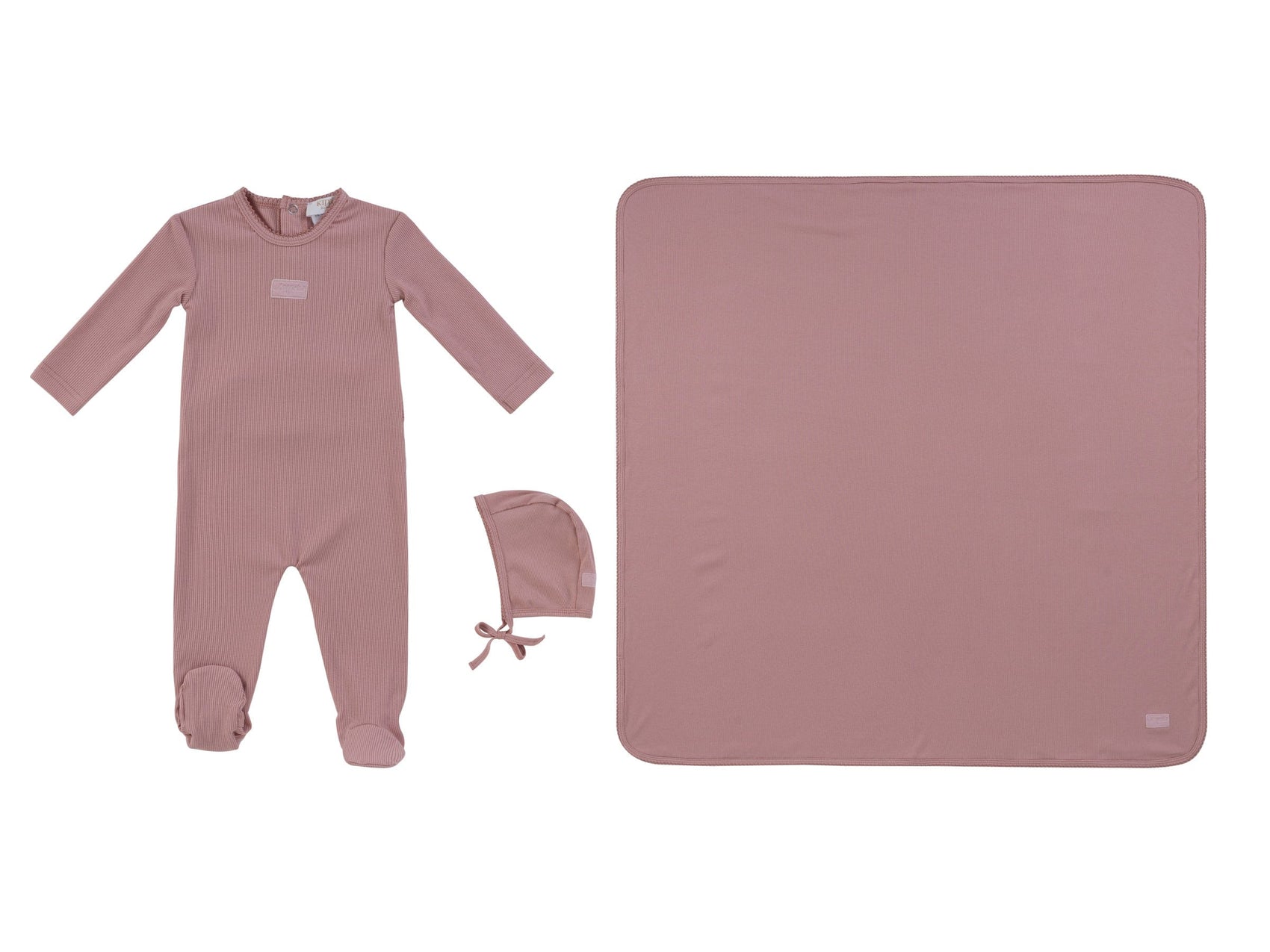 Enfant Rib Footie 3PC Set - Pink