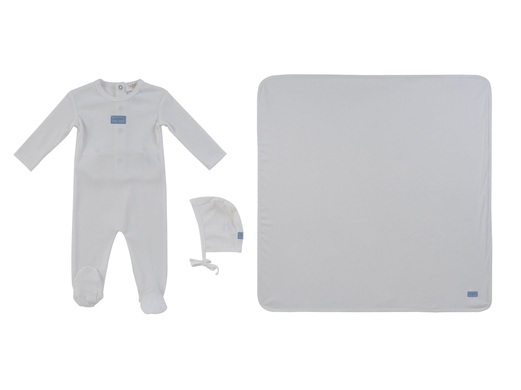 Enfant Rib Footie 3PC Set - White Blue