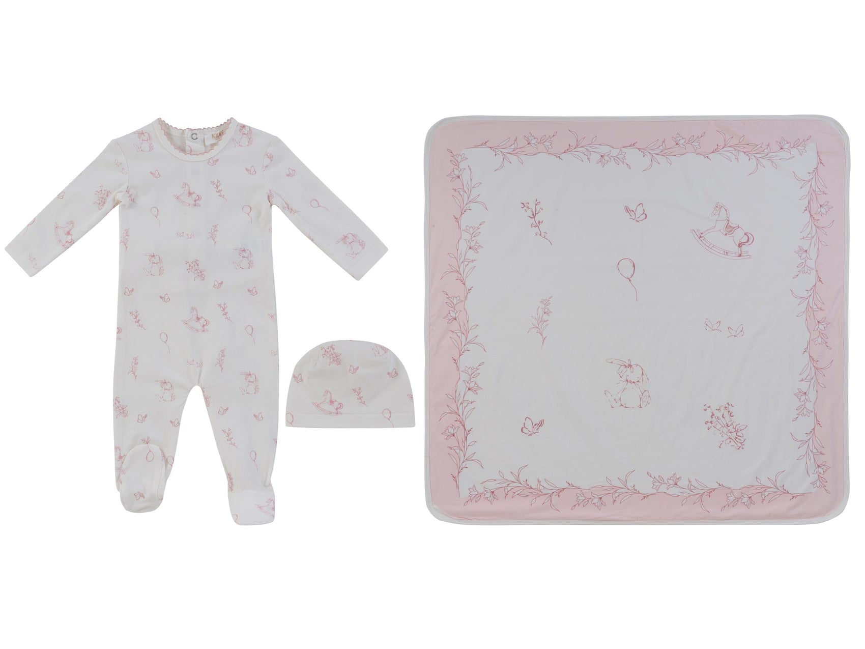 Toile Footie 3PC Set - Pink