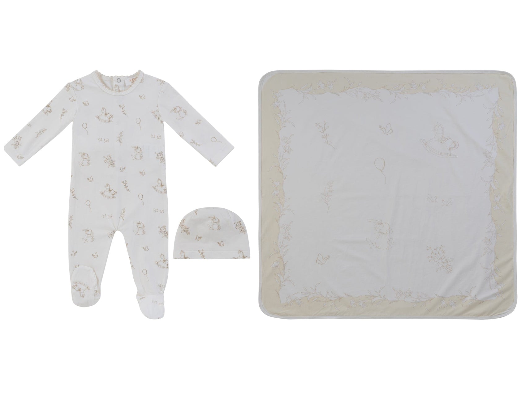 Toile Footie 3PC Set - Stone