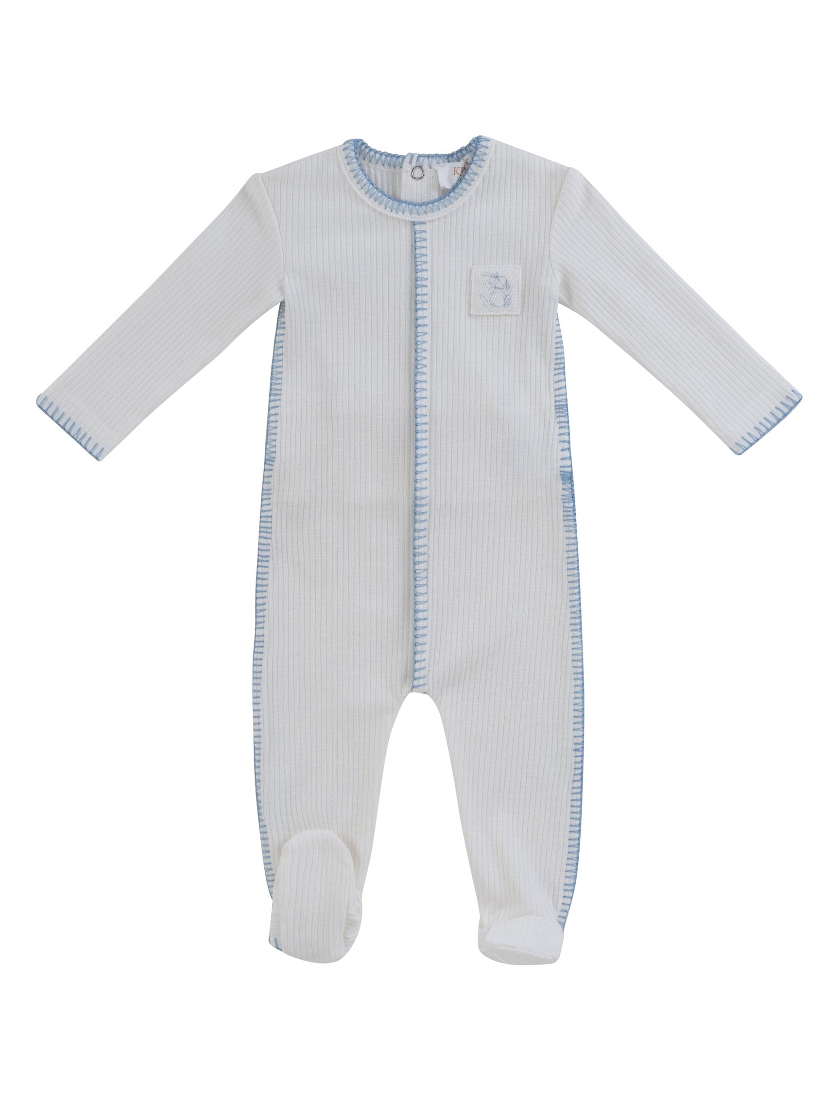 Bunny Rib Footie - Blue