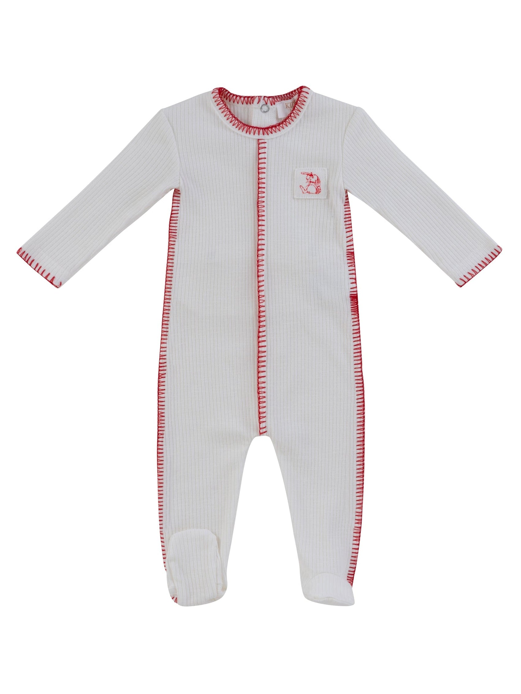 Bunny Rib Footie - Red