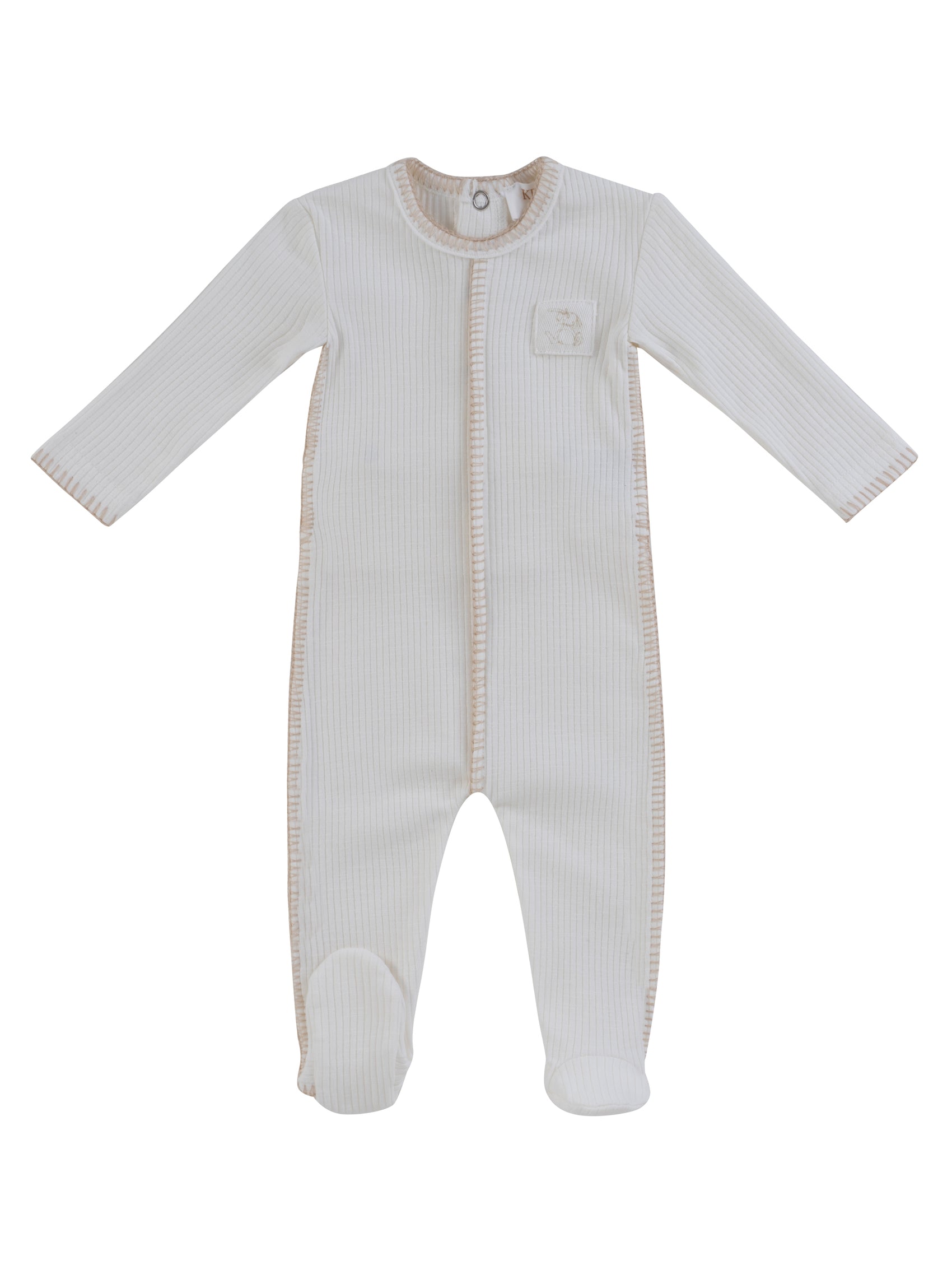 Bunny Rib Footie - Stone