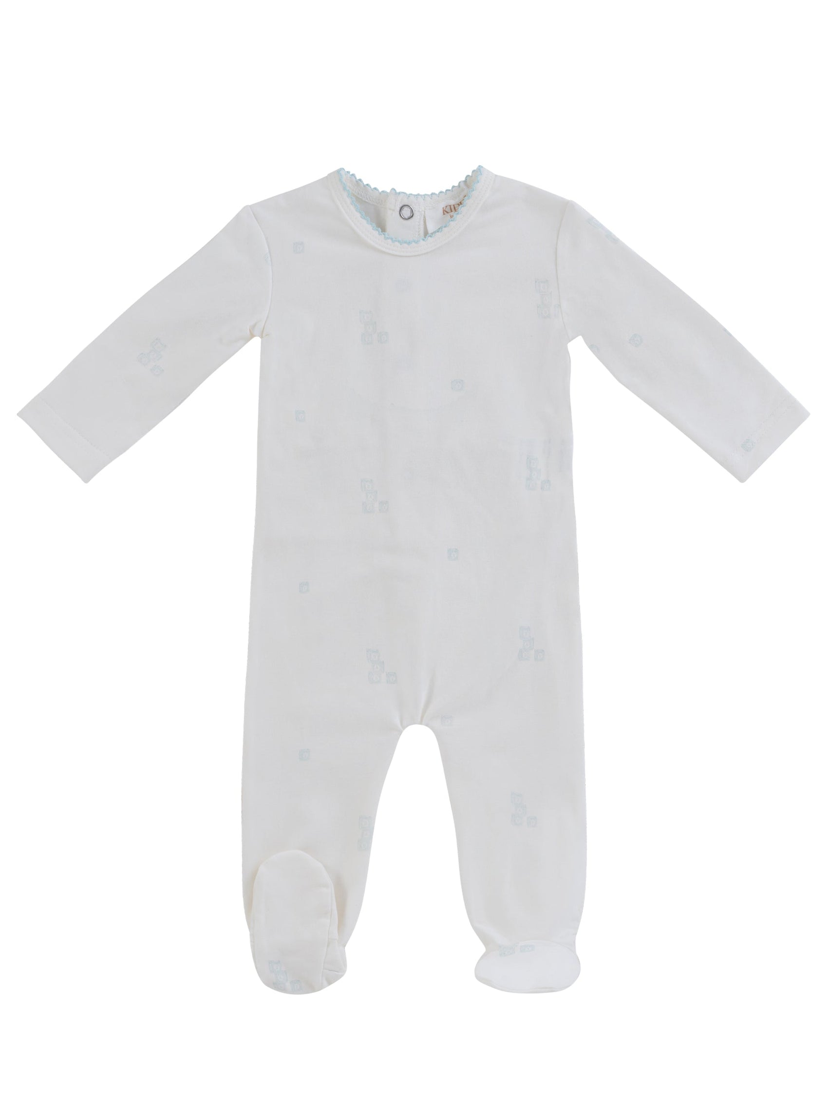 Baby Blocks Footie - White Blue