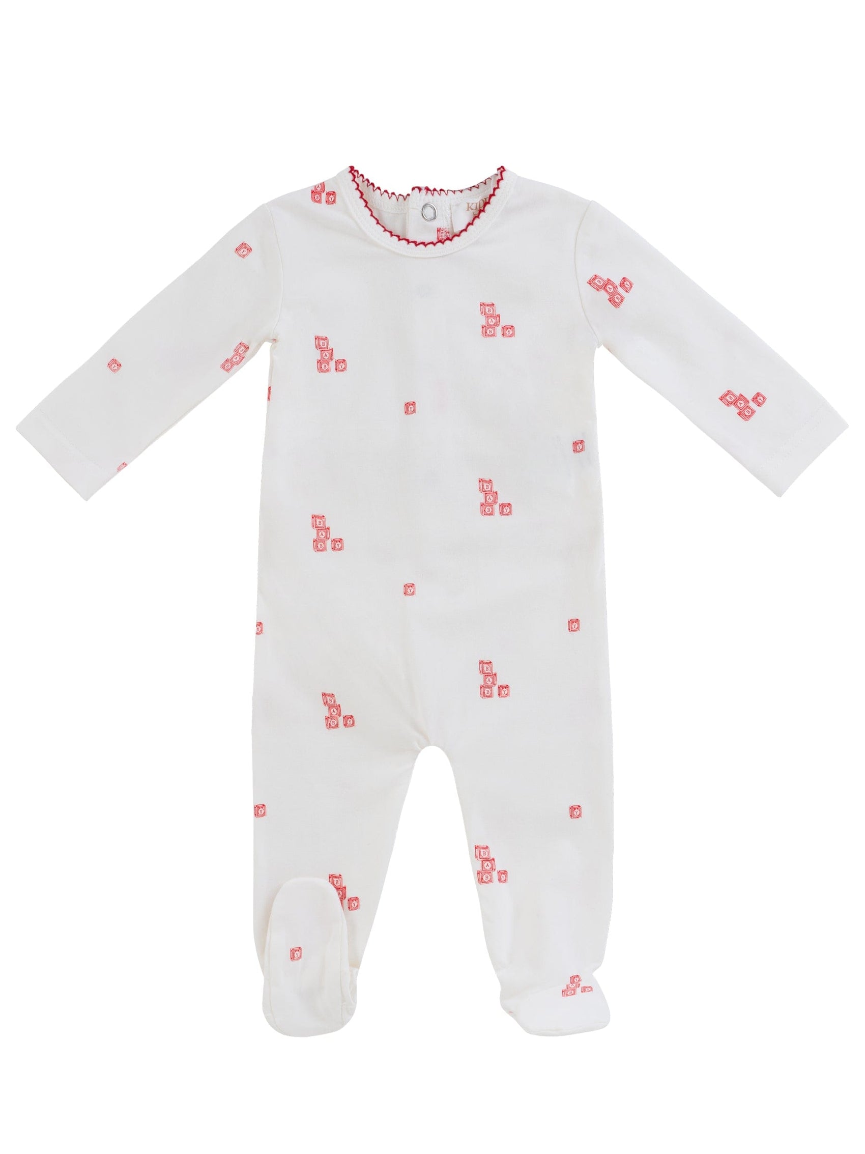 Baby Blocks Footie - White Red