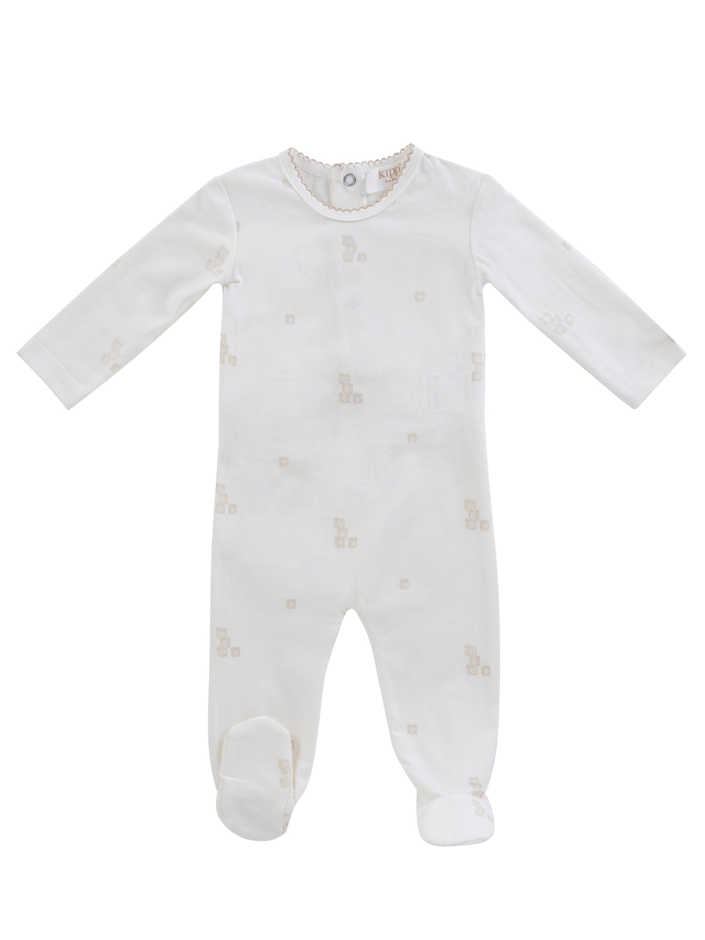 Baby Blocks Footie - White Stone