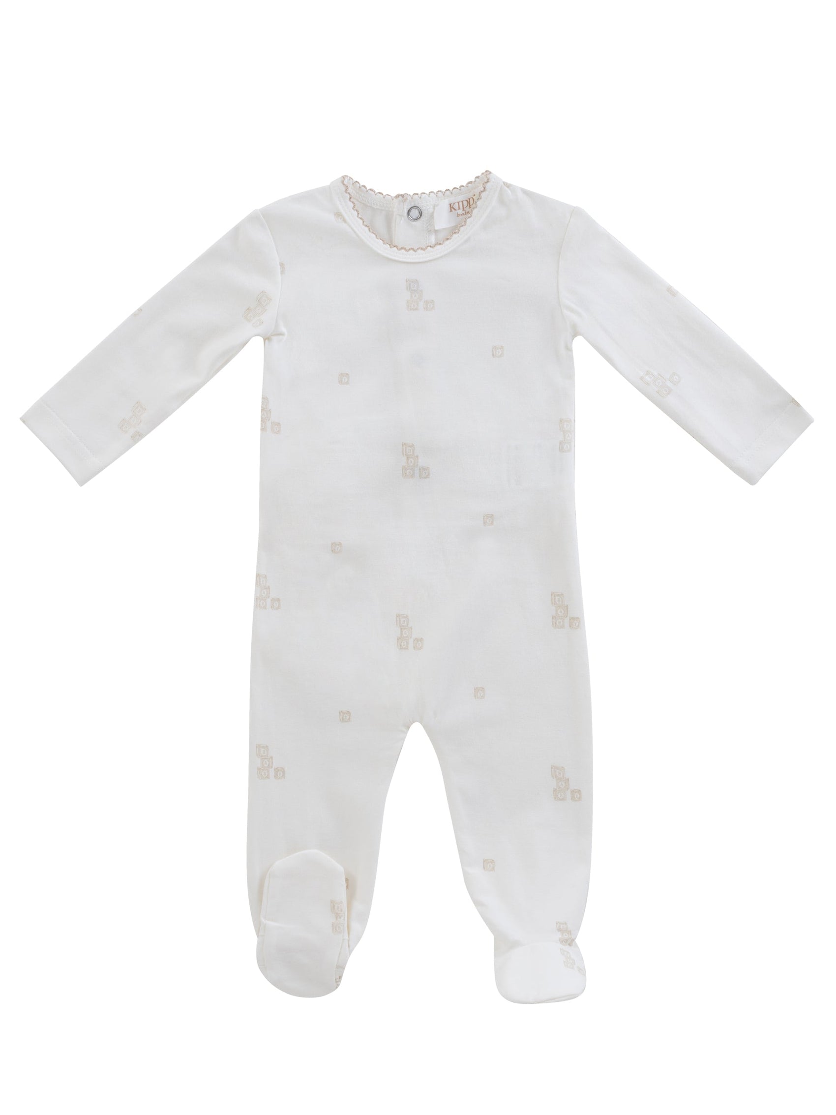 Baby Blocks Footie - White Stone