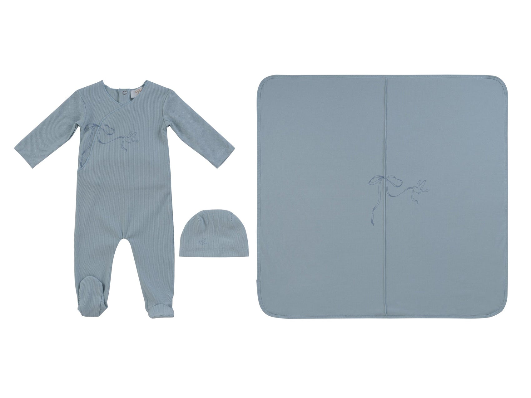 Flutter Bow Footie 3PC Set - Blue