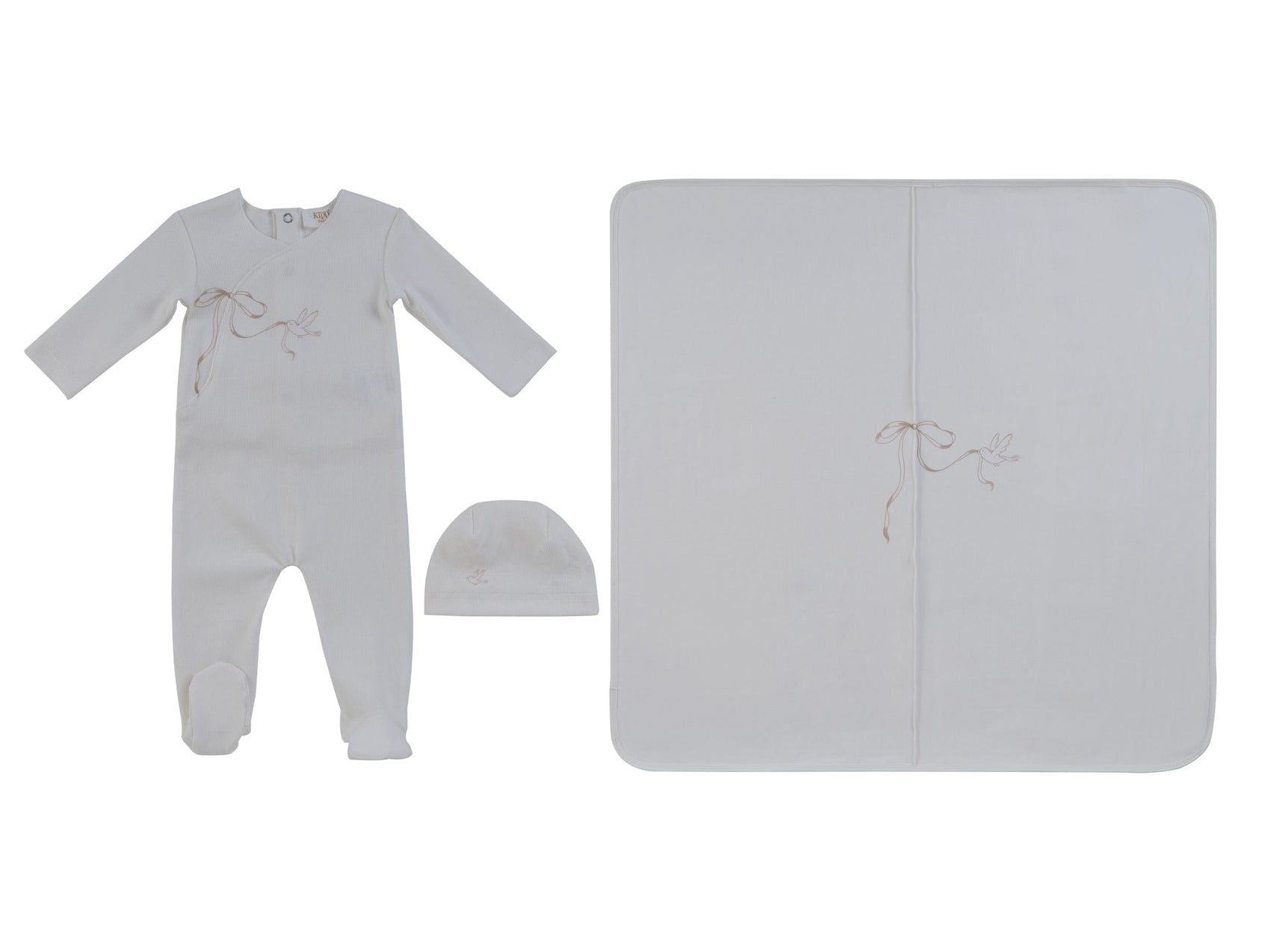 Flutter Bow Footie 3PC Set - Natural