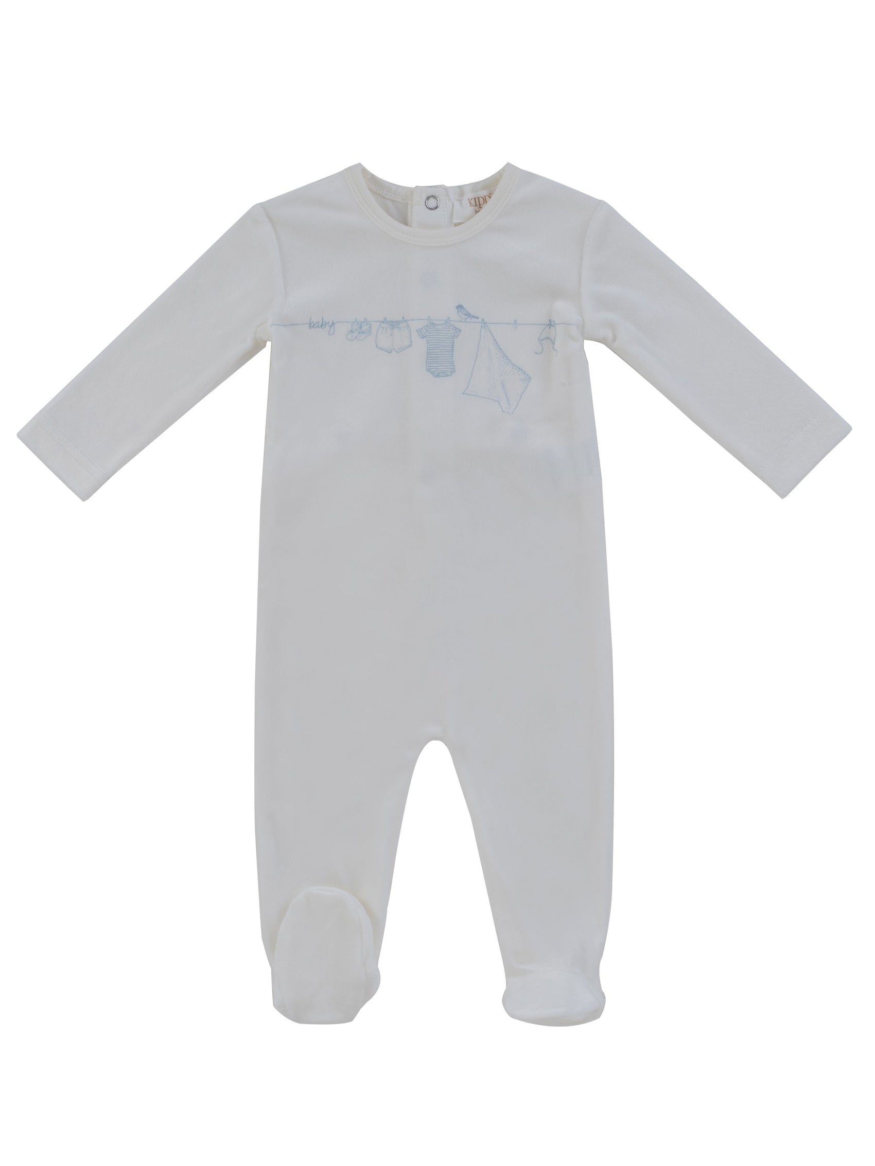 Spring Velour Footie - Blue