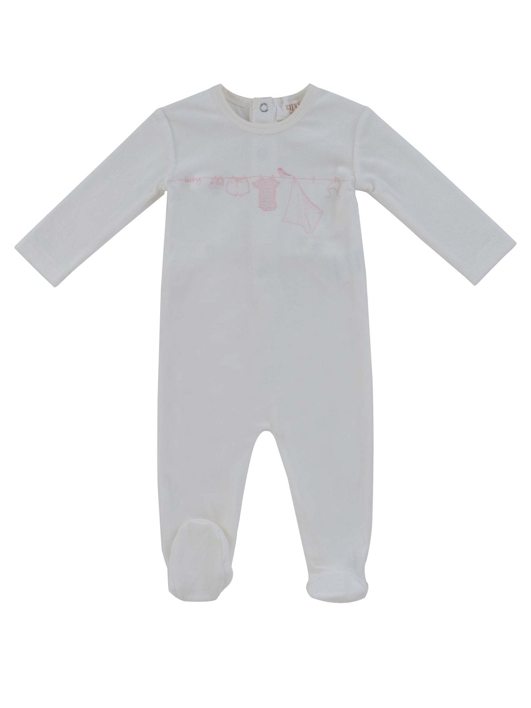 Spring Velour Footie - Pink