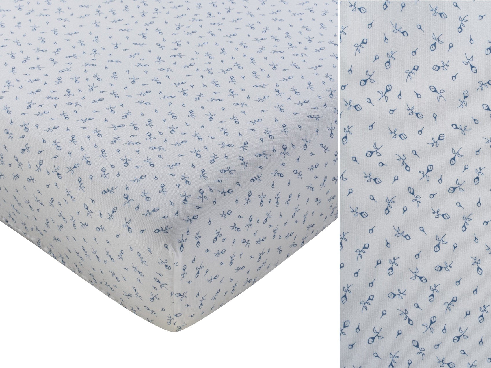 Petit Pois Fitted Porta Crib Sheet - Blue