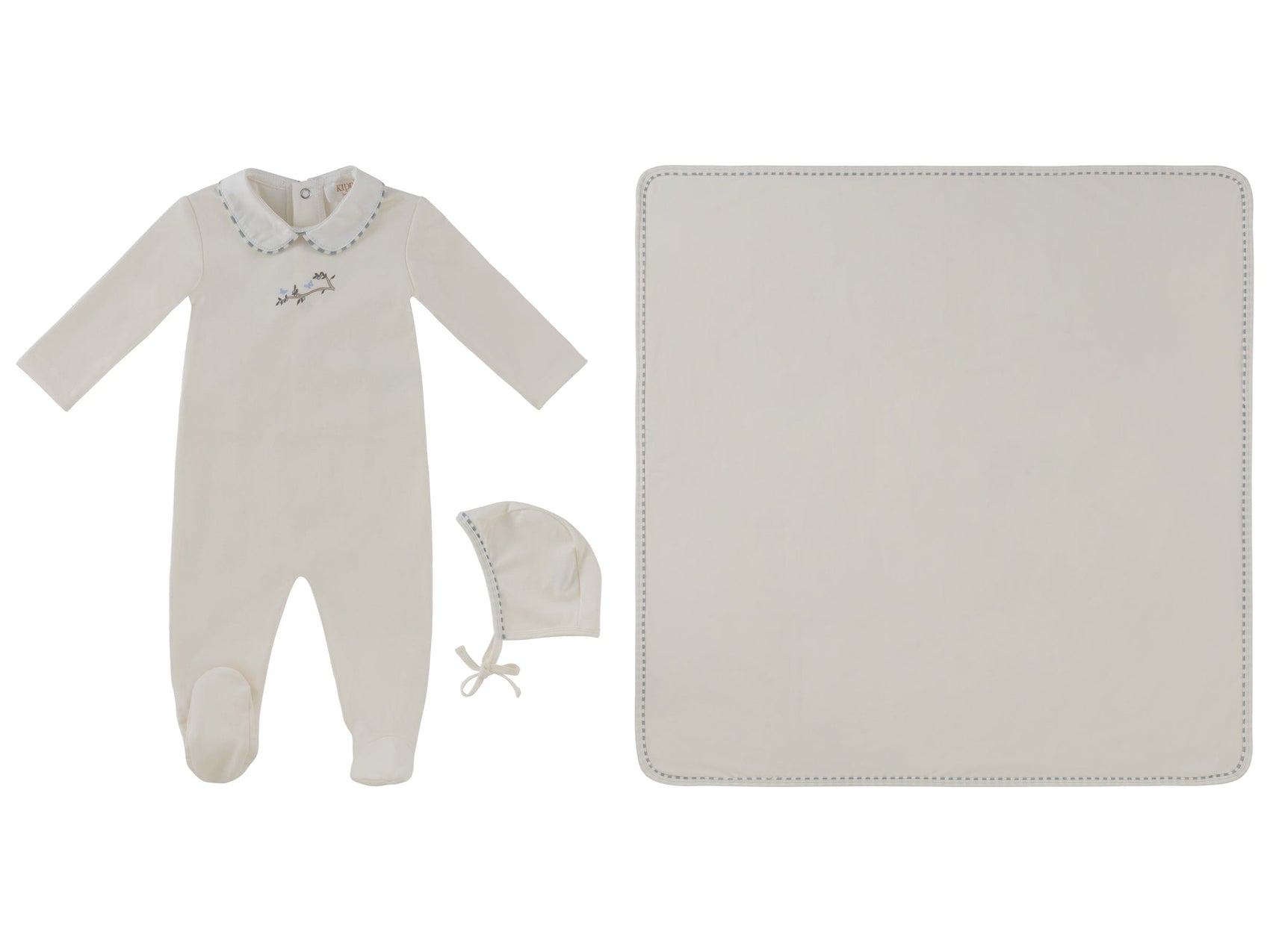 Magical Meadow Collar Footie 3PC Set - White Blue