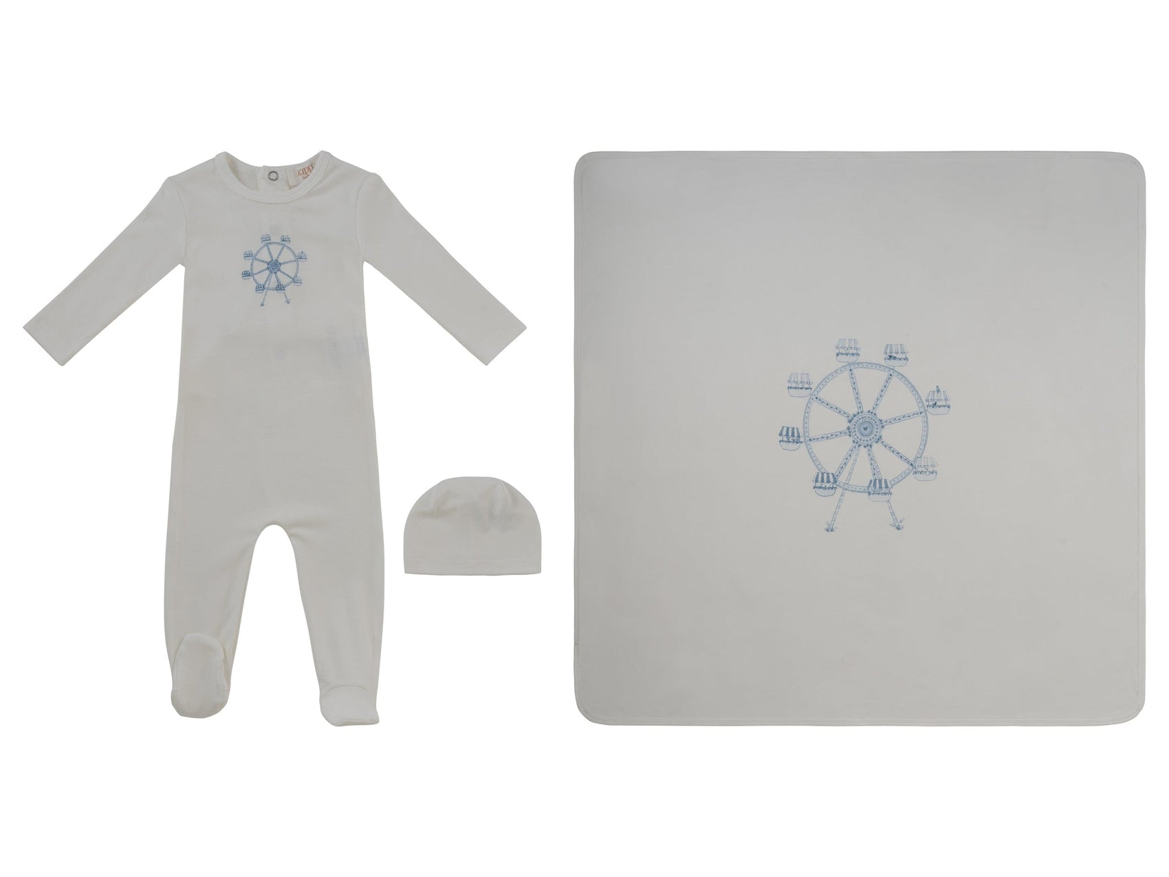 Carousel Footie 3PC Set - White Blue