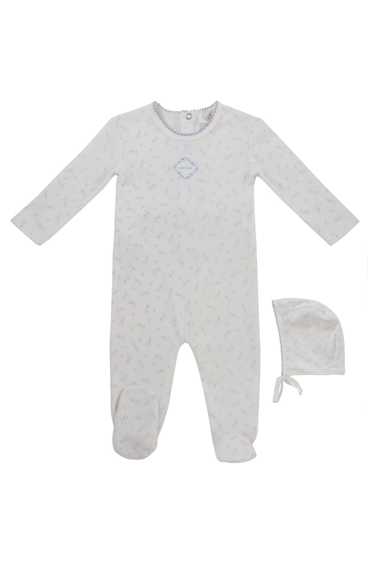 Petit Pois Footie + Hat Set - Light Blue