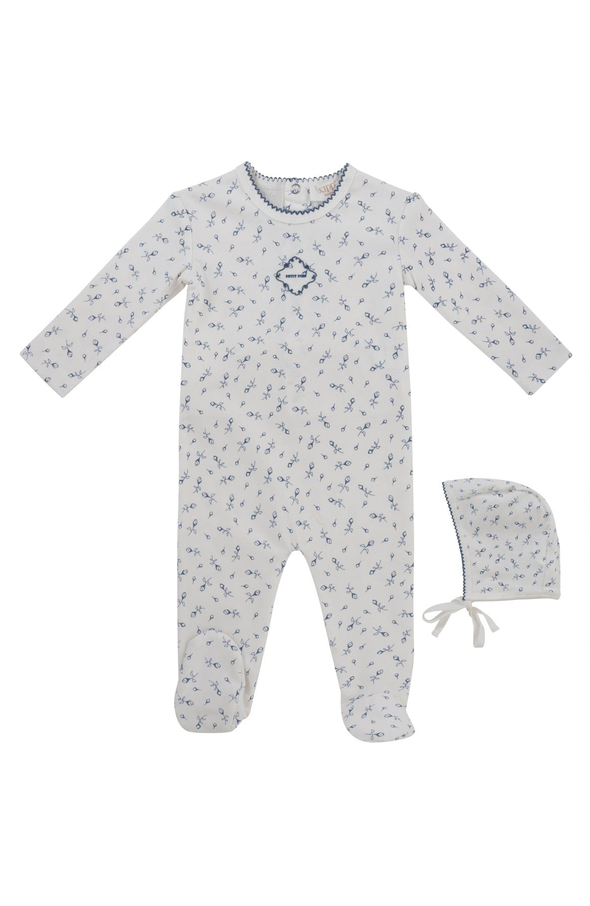 Petit Pois Footie + Hat Set - Blue