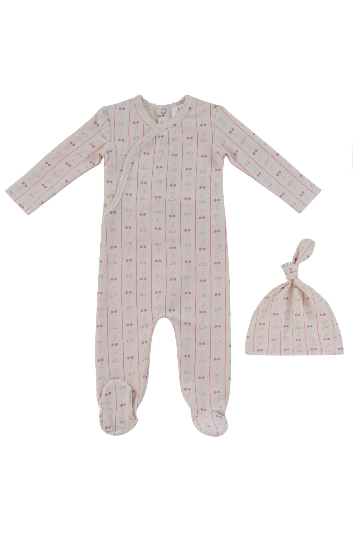 Cerise Footie + Hat - Pink