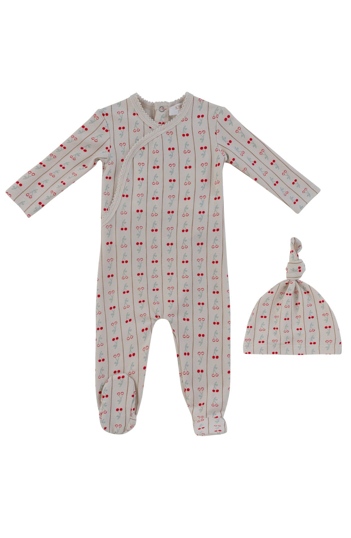 Cerise Footie + Hat - Red