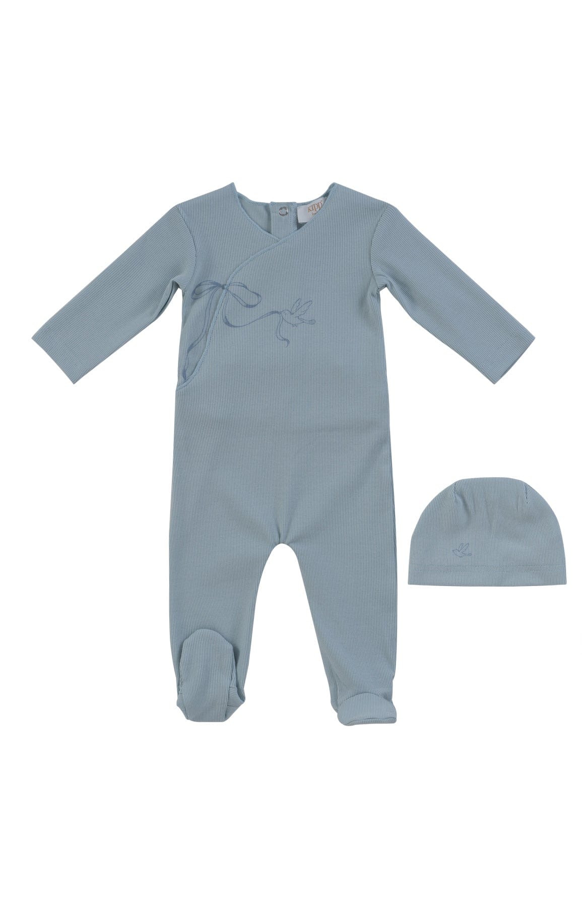 Flutter Bow Footie + Hat - Blue