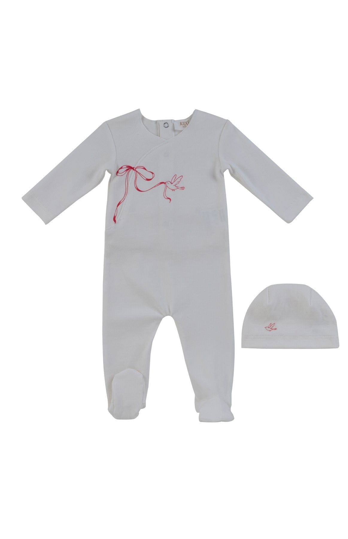 Flutter Bow Footie + Hat - Red