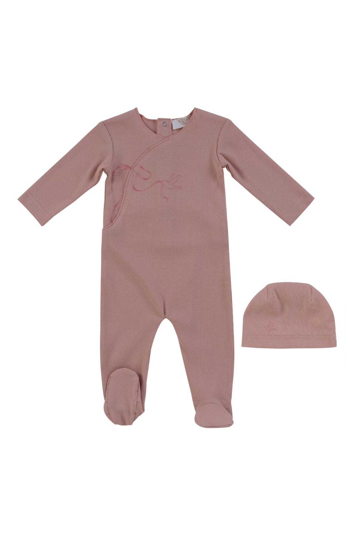 Flutter Bow Footie + Hat - Pink
