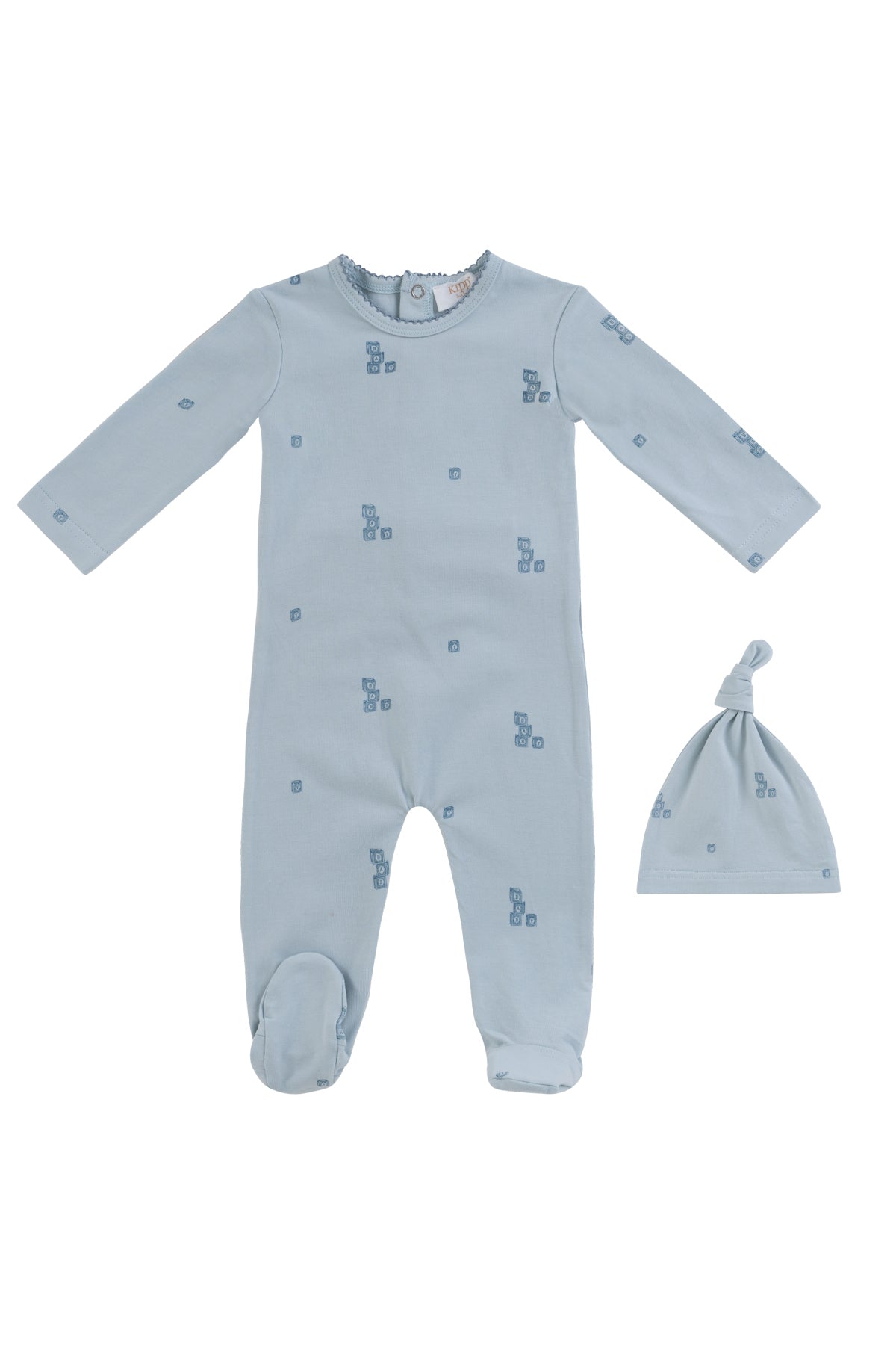 Baby Blocks Footie + Hat - Blue