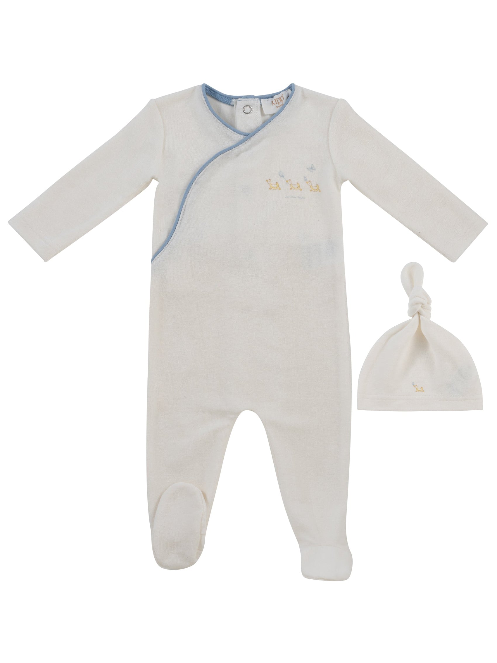 Mini Royals Terry Footie + Hat - Blue