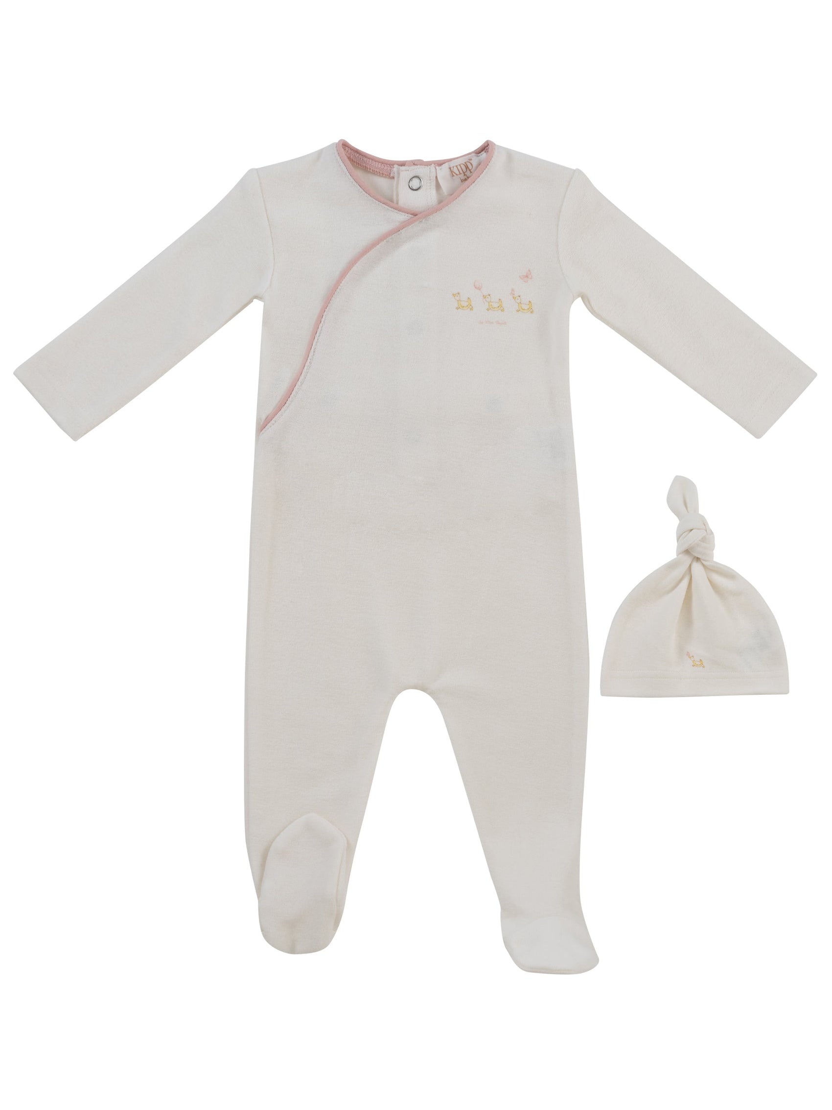 Mini Royals Terry Footie + Hat - Pink