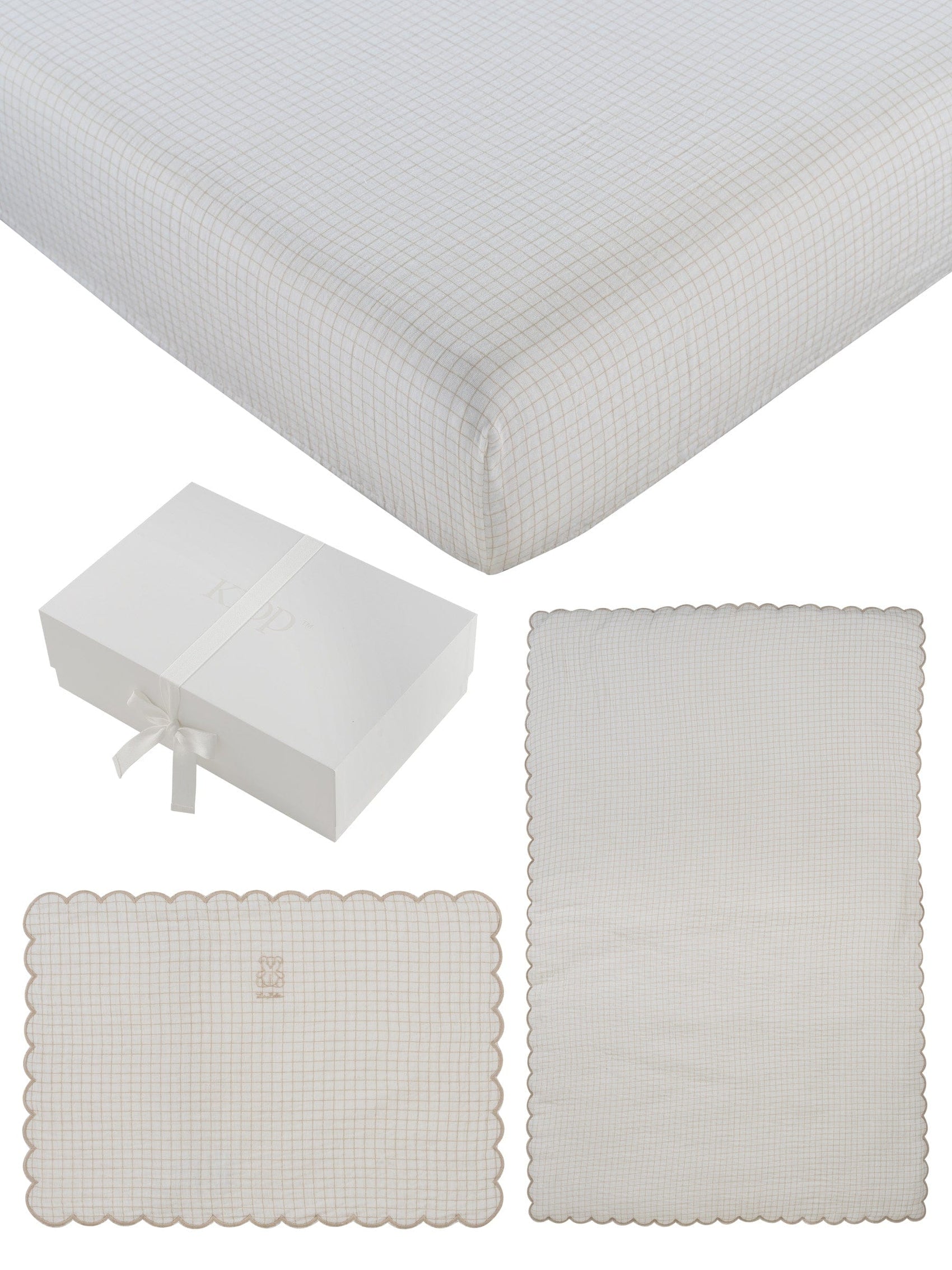 Teddy Au Pane 4PC Mini Crib Set - Stone