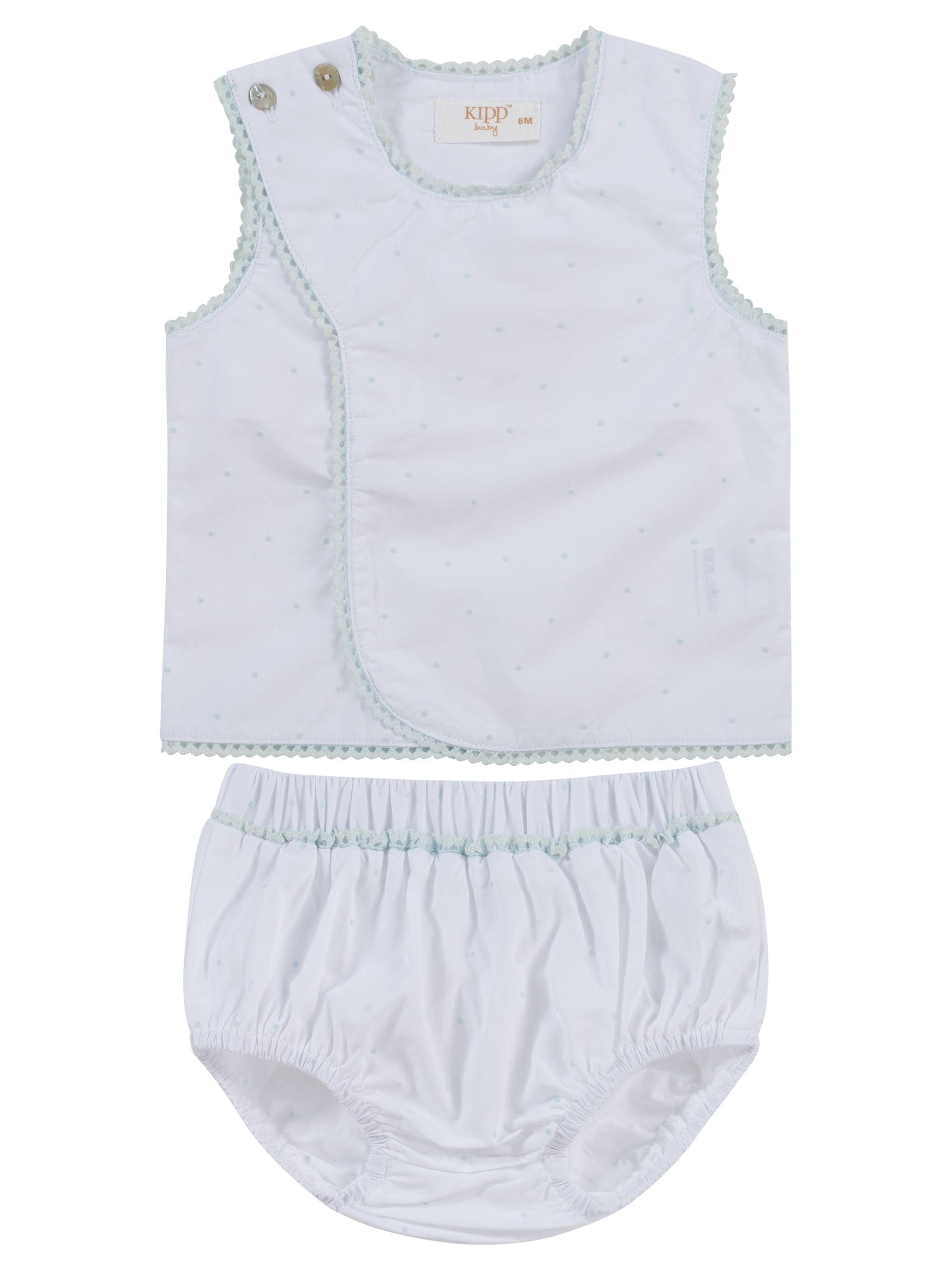 Dot Embroidered Wrap Set - Blue