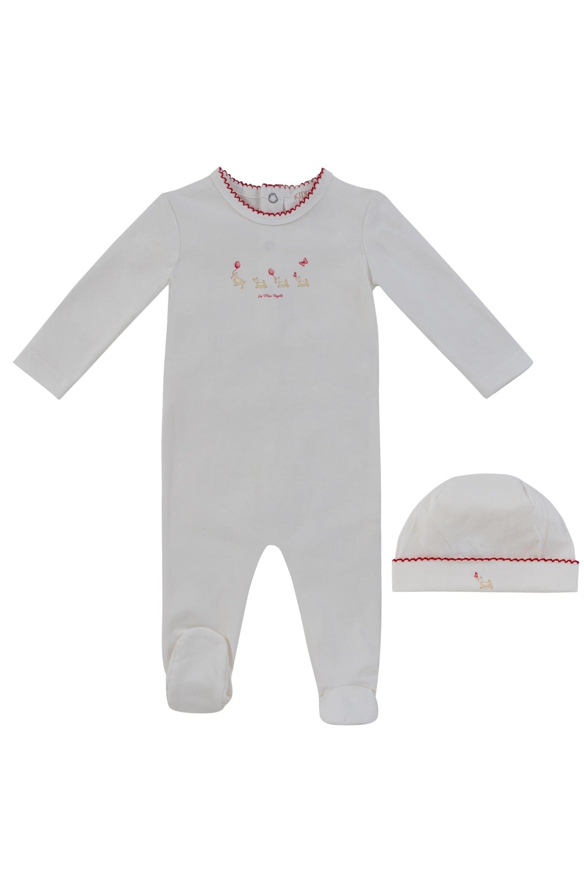 Mini Royals Cotton Footie + Hat - Red