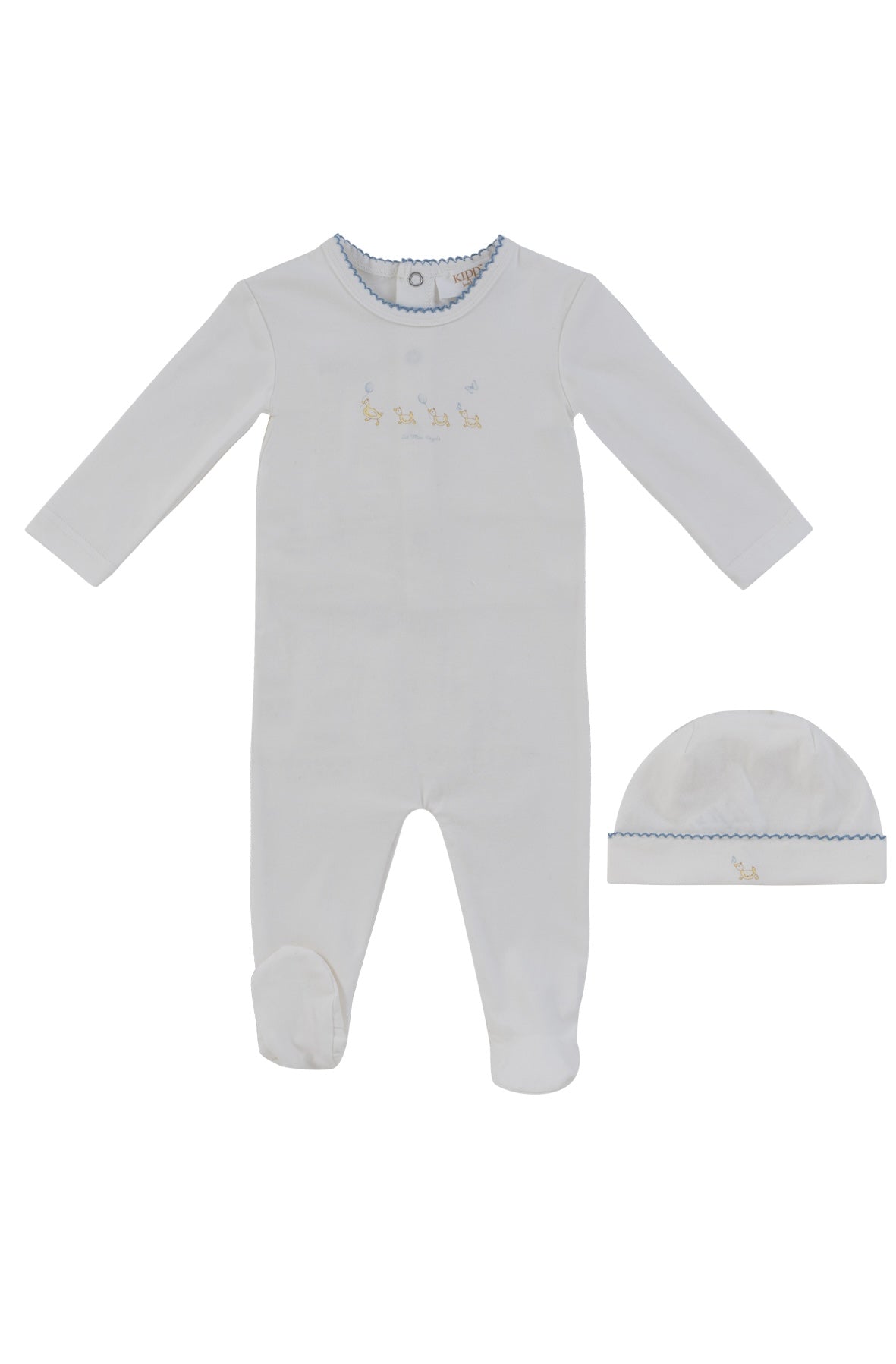 Mini Royals Cotton Footie + Hat - Blue