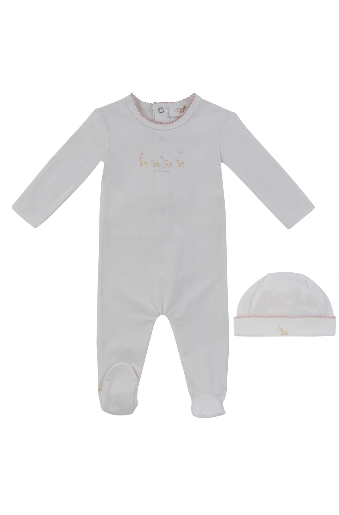 Mini Royals Cotton Footie + Hat - Pink