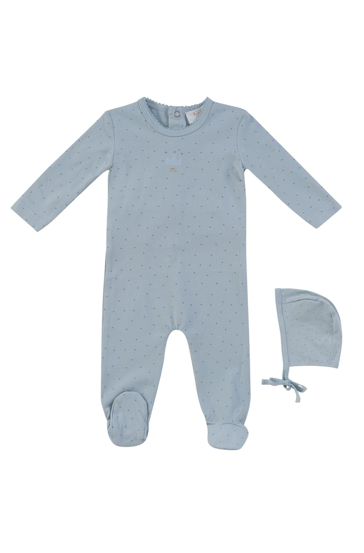 Little Crown Footie + Hat - Blue
