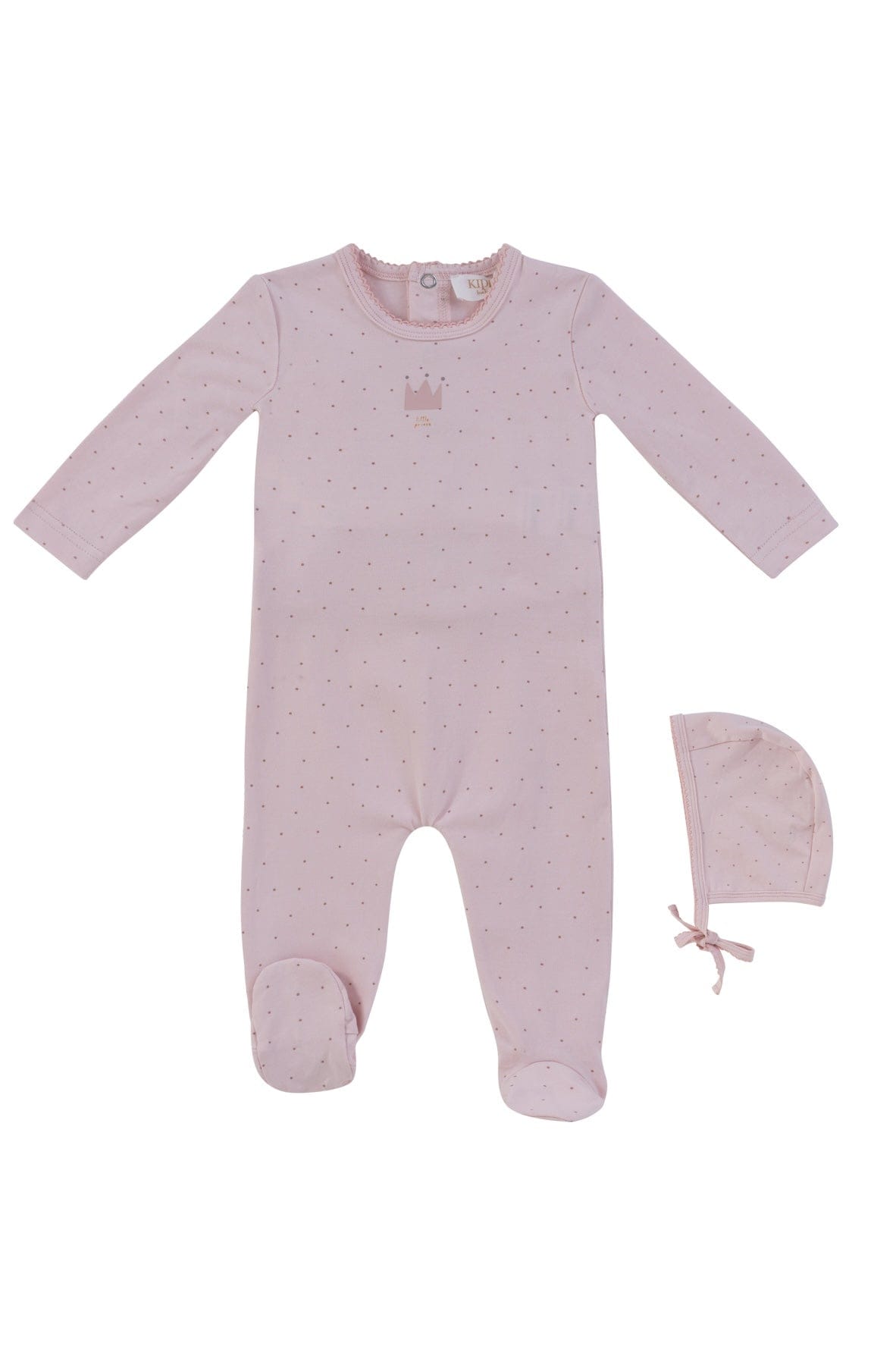 Little Crown Footie + Hat - Pink