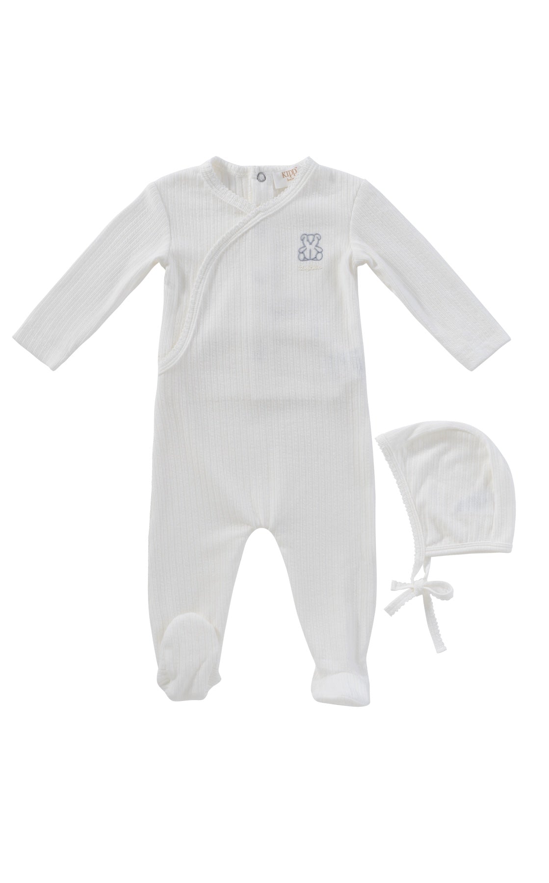 Teddy Wrap Footie + Bonnet - Blue