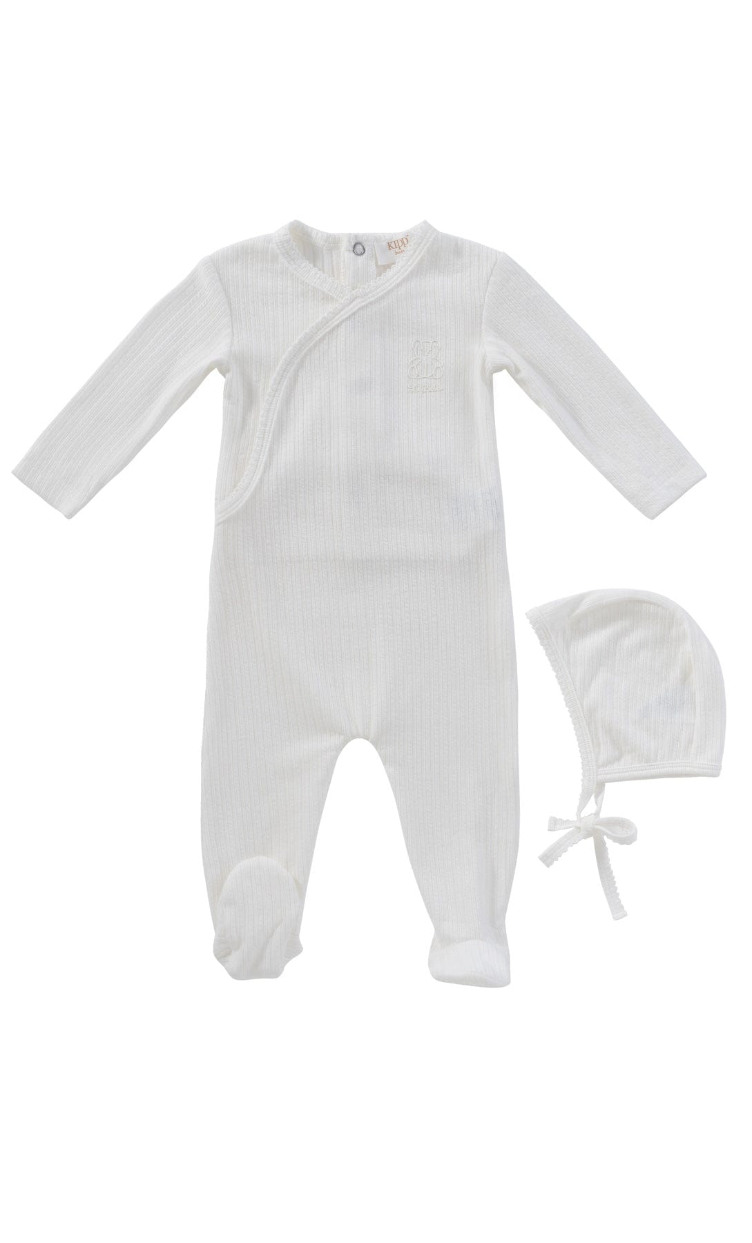 Teddy Wrap Footie + Bonnet - White