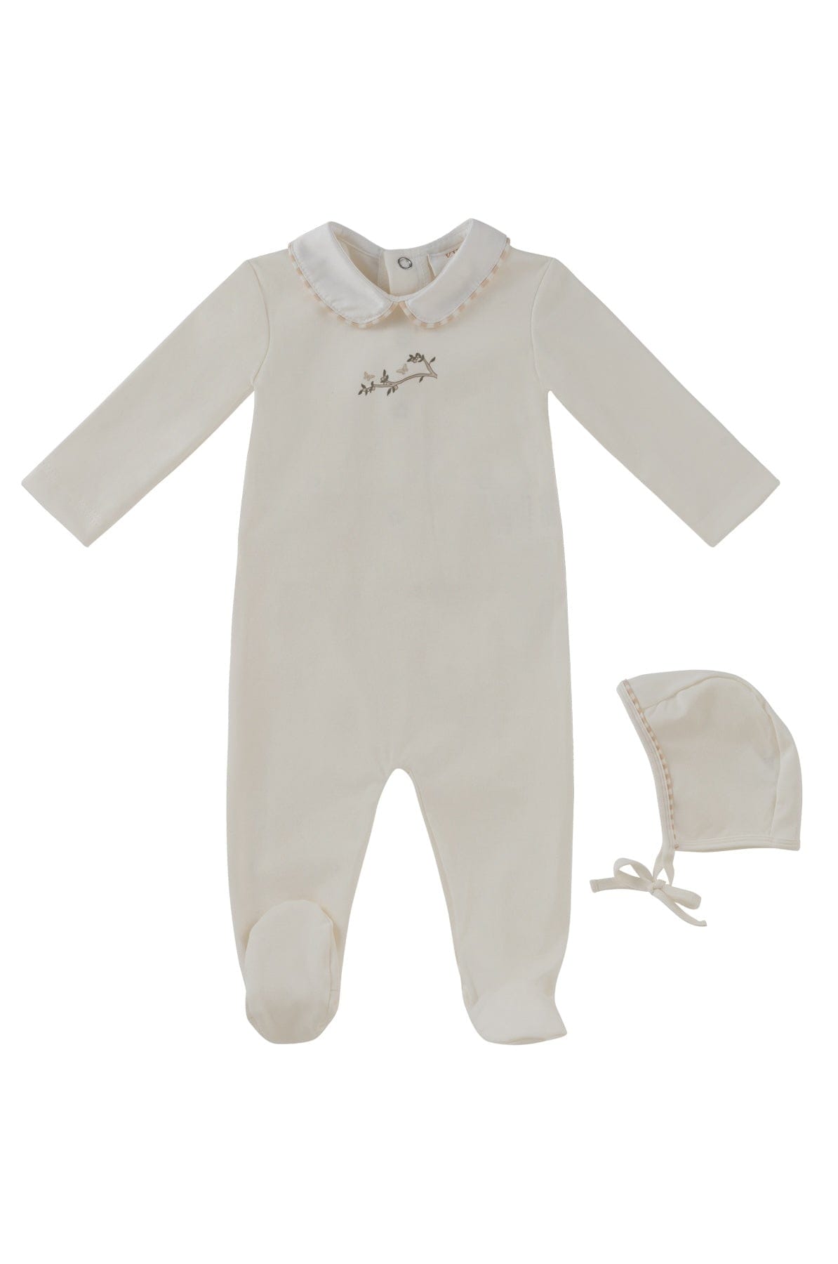 Magical Meadow Collar Footie + Hat - White Stone