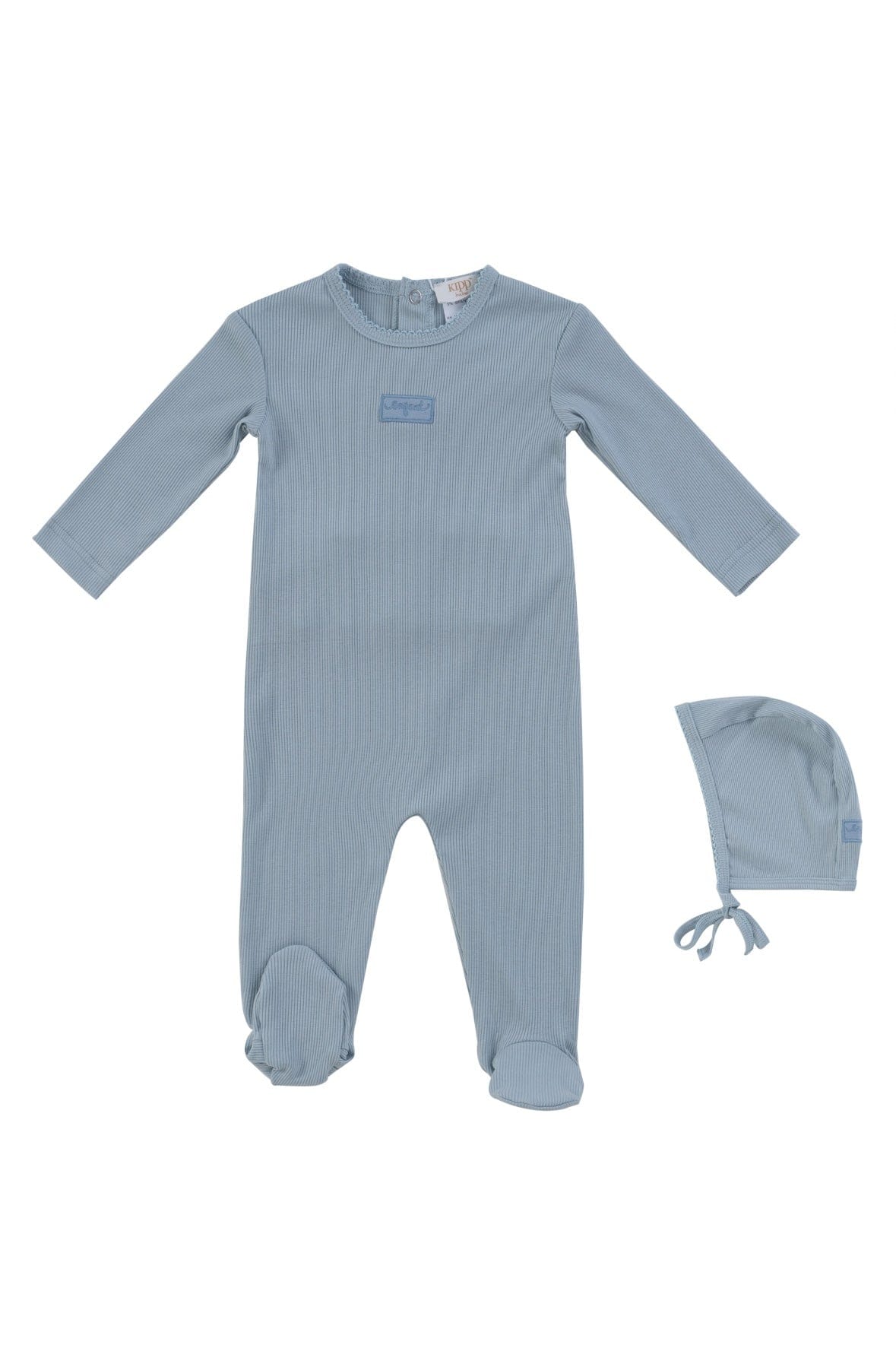 Enfant Rib Footie+ Bonnet - Blue