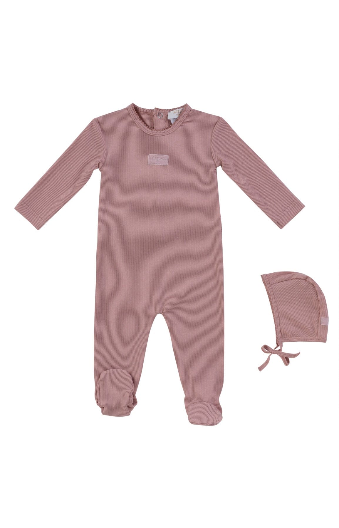 Enfant Rib Footie+ Bonnet - Pink
