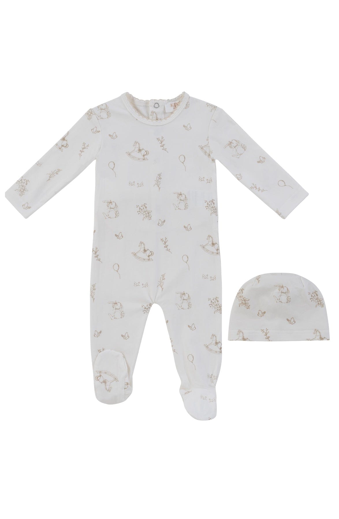 Toile Footie + Hat - Stone