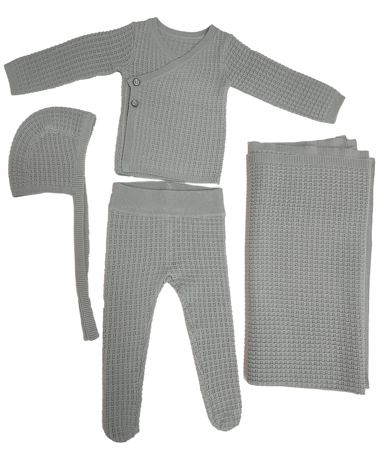 Textured Wrap Knit 4pc Set - Sage