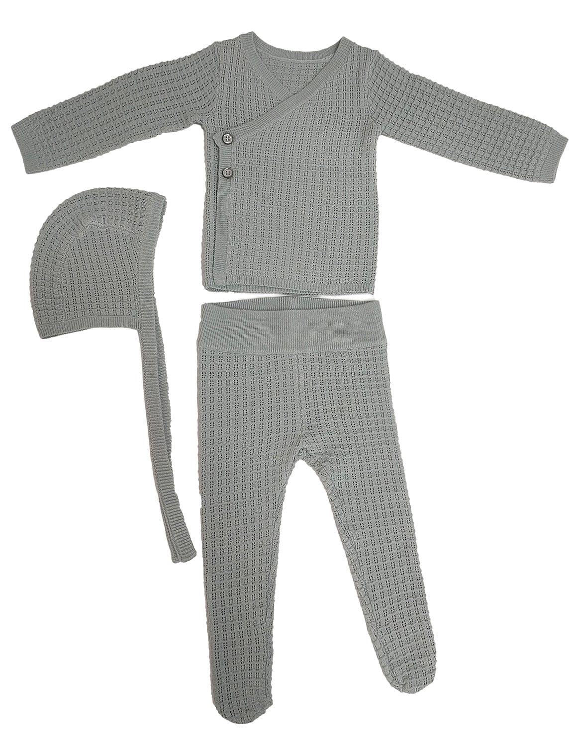 Textured Wrap Knit 3pc Set - Sage