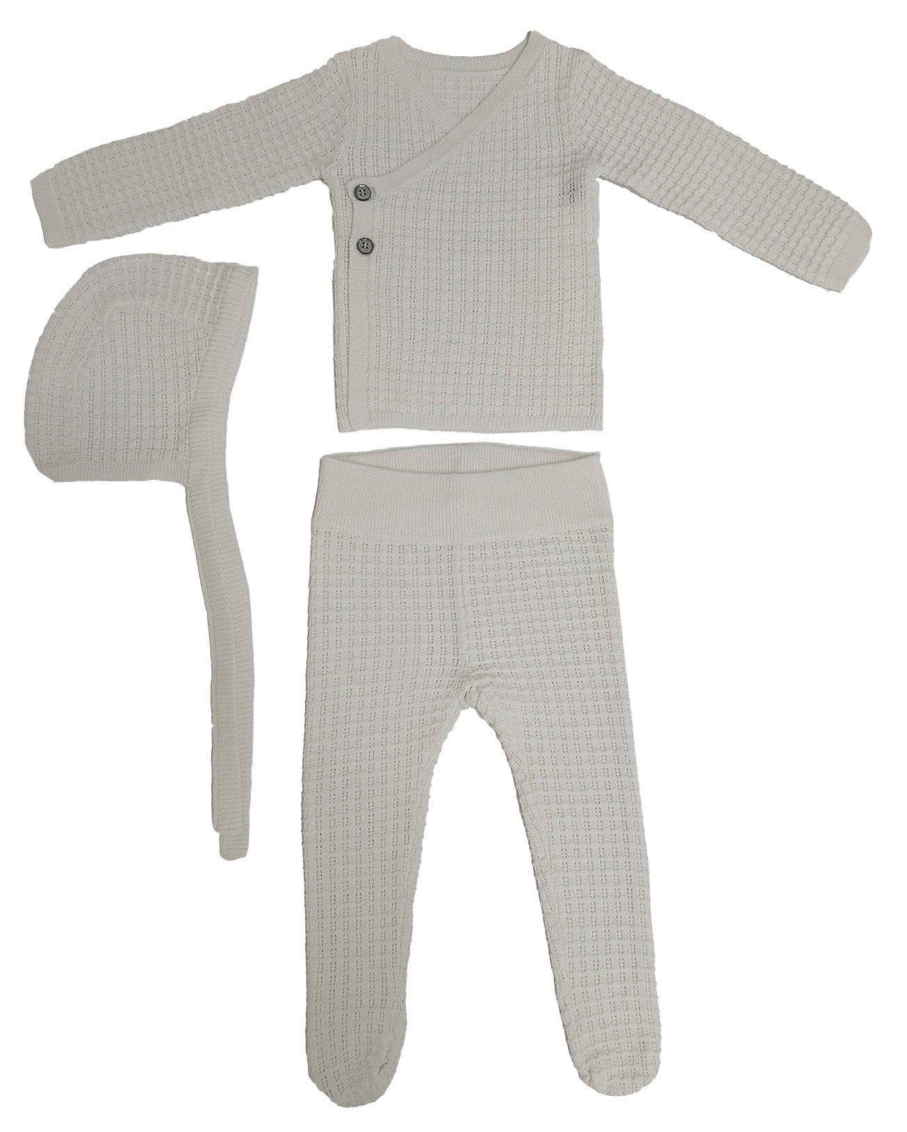Textured Wrap Knit 3pc Set - White