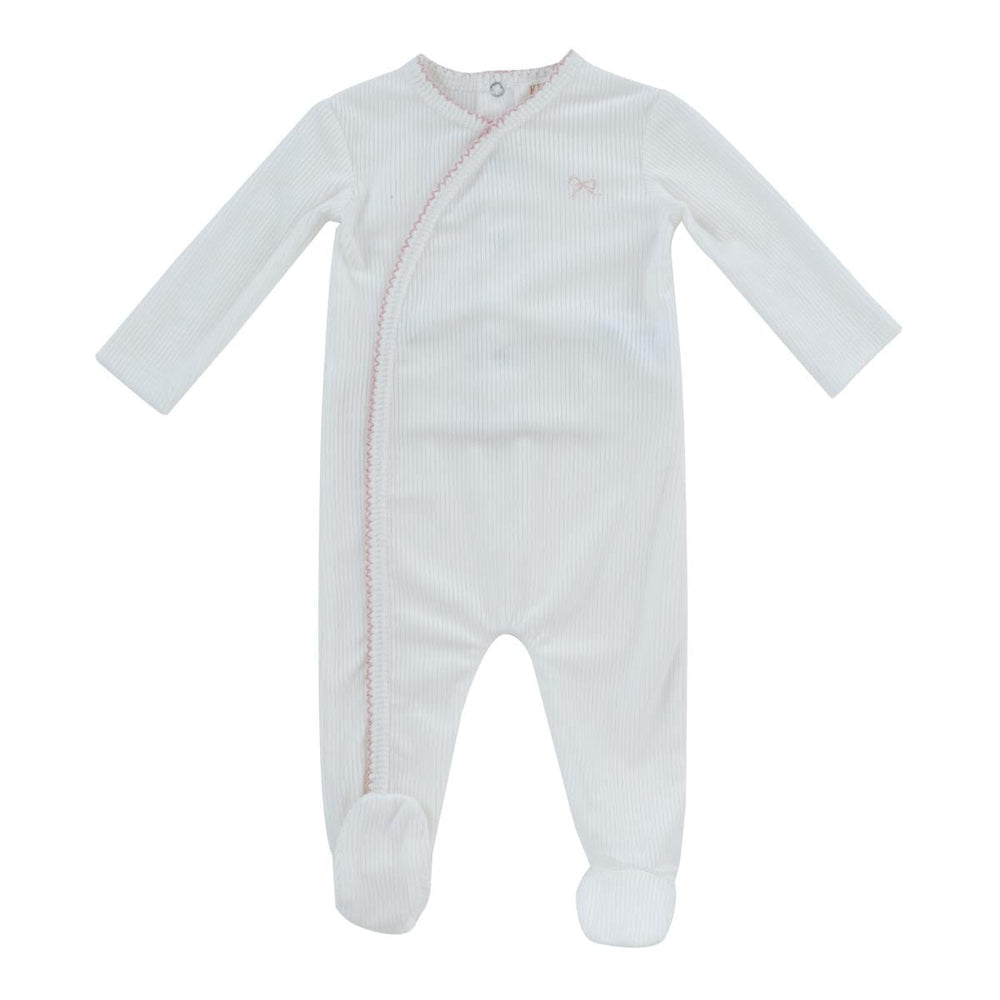 White Rib Flying Ribbons Romper - White Pink