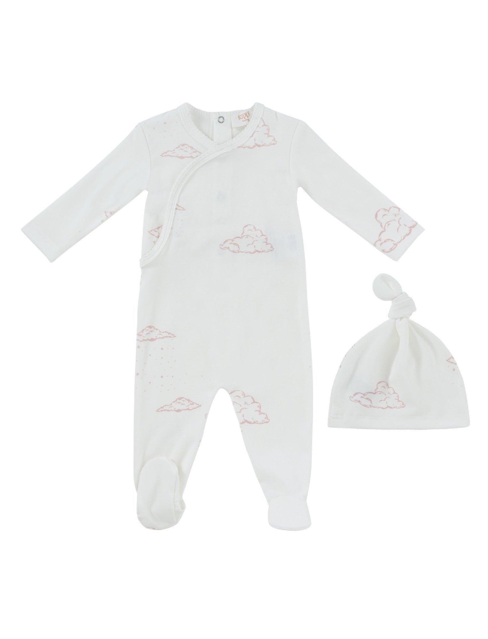 Starlight Wrap Footie + Hat - White Pink
