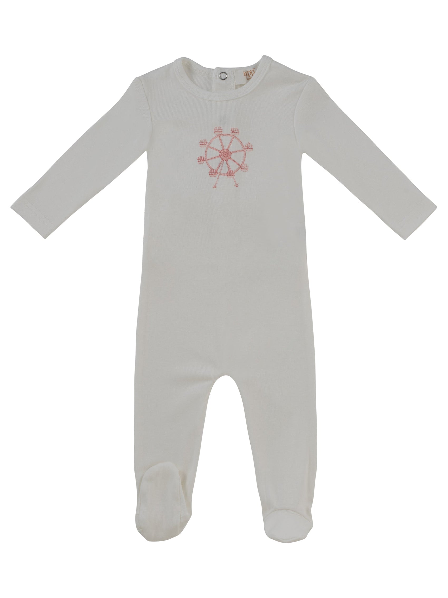 Carousel Footie - White Pink
