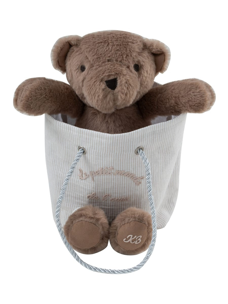 Petit Ours Teddy in a Bag - Stone