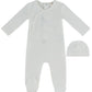 Petit Ours Pattern Footie + Hat - Blue